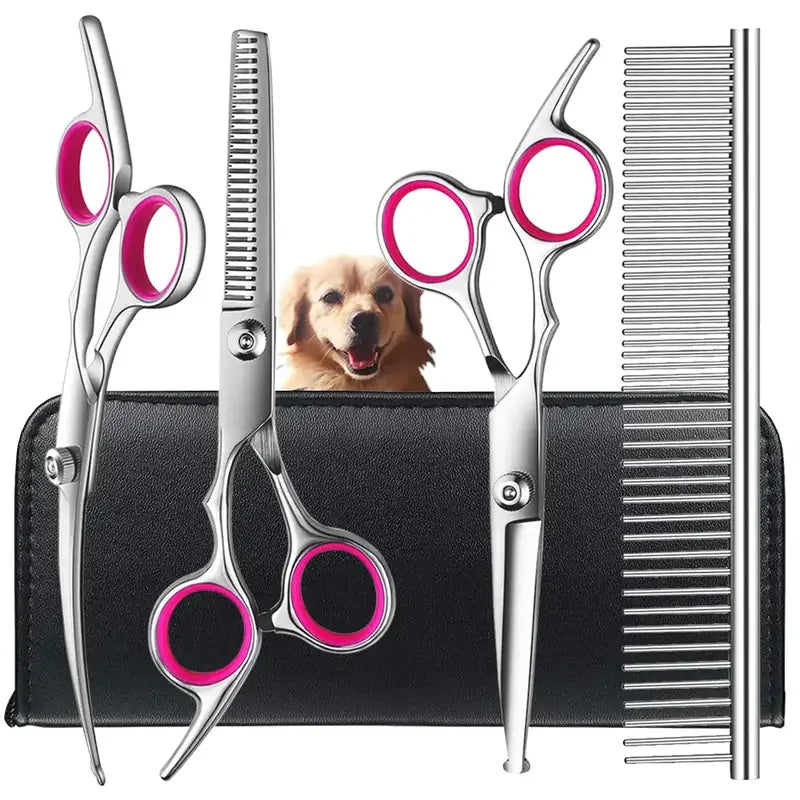 Pet Grooming Scissors Set - 4 Pieces, Round Tips