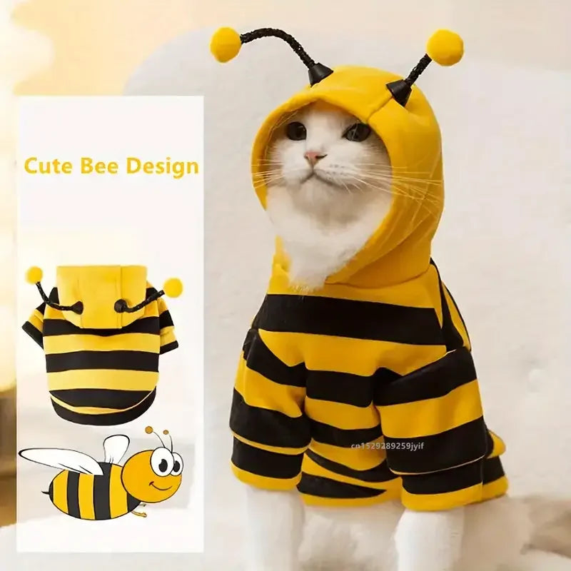 Bienen-Kapuzenpullover für Haustiere – Fleece-Kostüm für Katzen und kleine Hunde