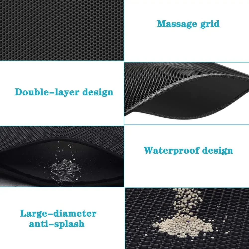 Double-Layer Cat Litter Mat - Catches Scattered Litter