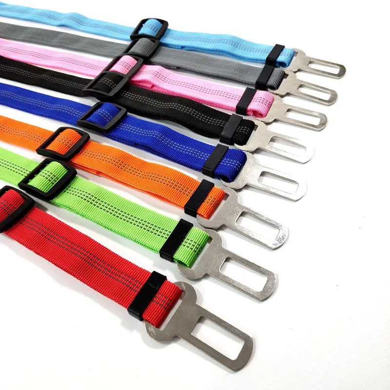 Adjustable Dog Car Seat Belt Tether – Reflective with Elastic Section