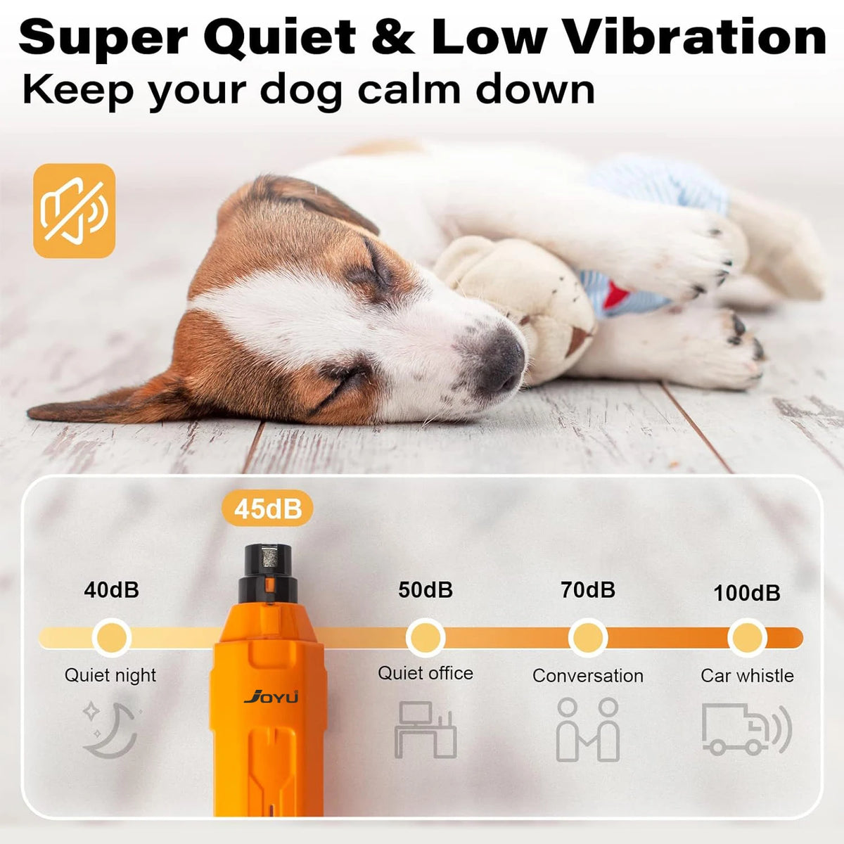 Quiet Dog Nail Grinder - 6 Speeds, Rechargeable