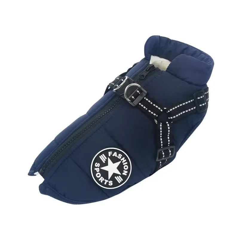 Padded Dog Jacket with Built-In Harness – Winter Coat