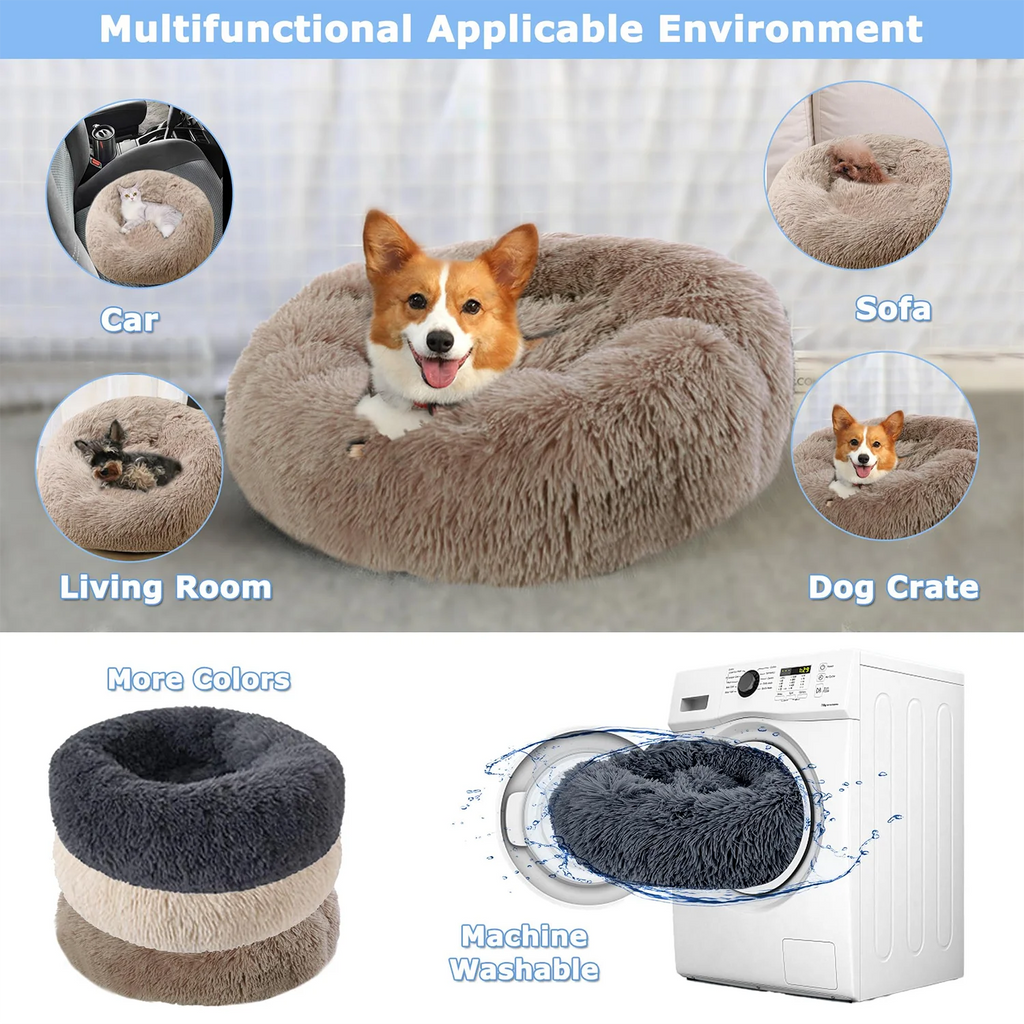 Donut Calming Bed - Plush Round Pet Bed