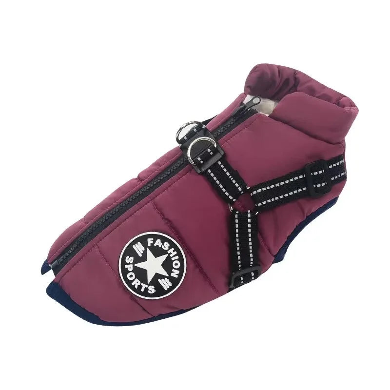 Padded Dog Jacket with Built-In Harness – Winter Coat
