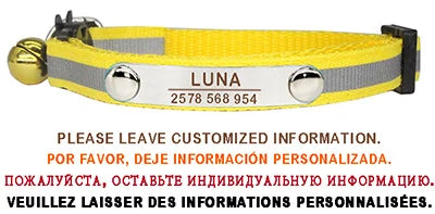 Personalisierte Katzenhalsband – Graviertes Namensschild, reflektierend mit Sicherheitsverschluss & Glöckchen