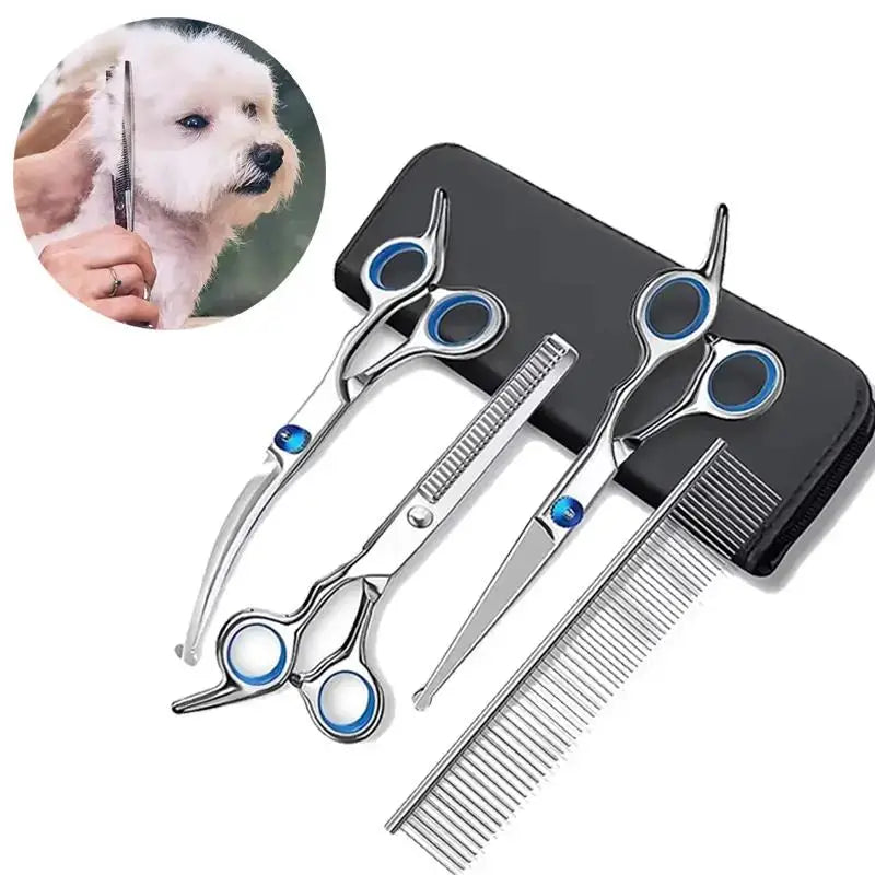 Pet Grooming Scissors Set - 4 Pieces, Round Tips