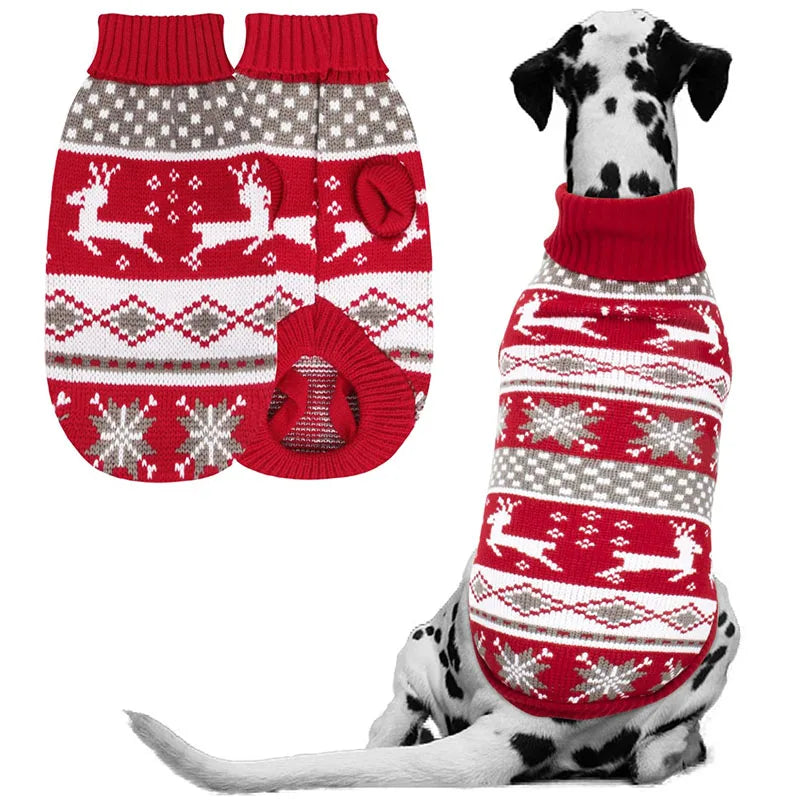 Reindeer Dog Sweater – Fair Isle Knit for Medium & Large Dogs