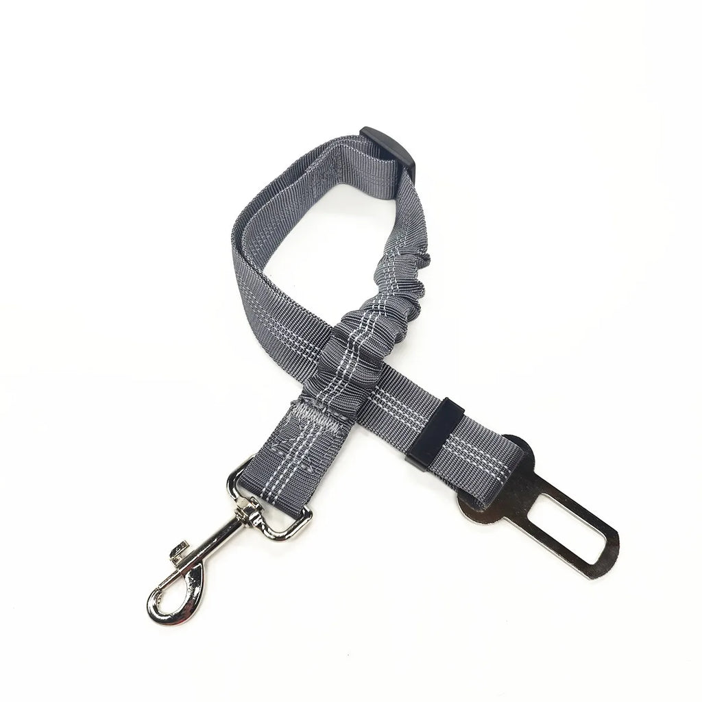Adjustable Dog Car Seat Belt Tether – Reflective with Elastic Section