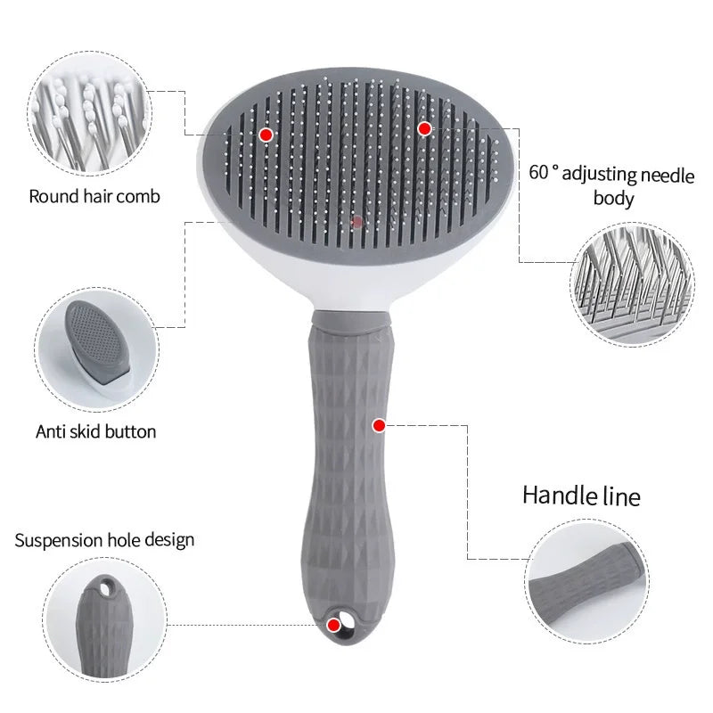 Self-Cleaning Slicker Brush – One-Click Hair Removal for Dogs & Cats