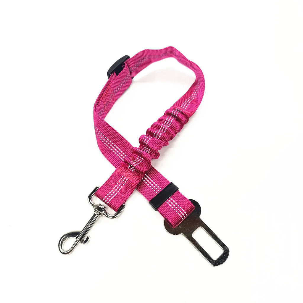 Adjustable Dog Car Seat Belt Tether – Reflective with Elastic Section
