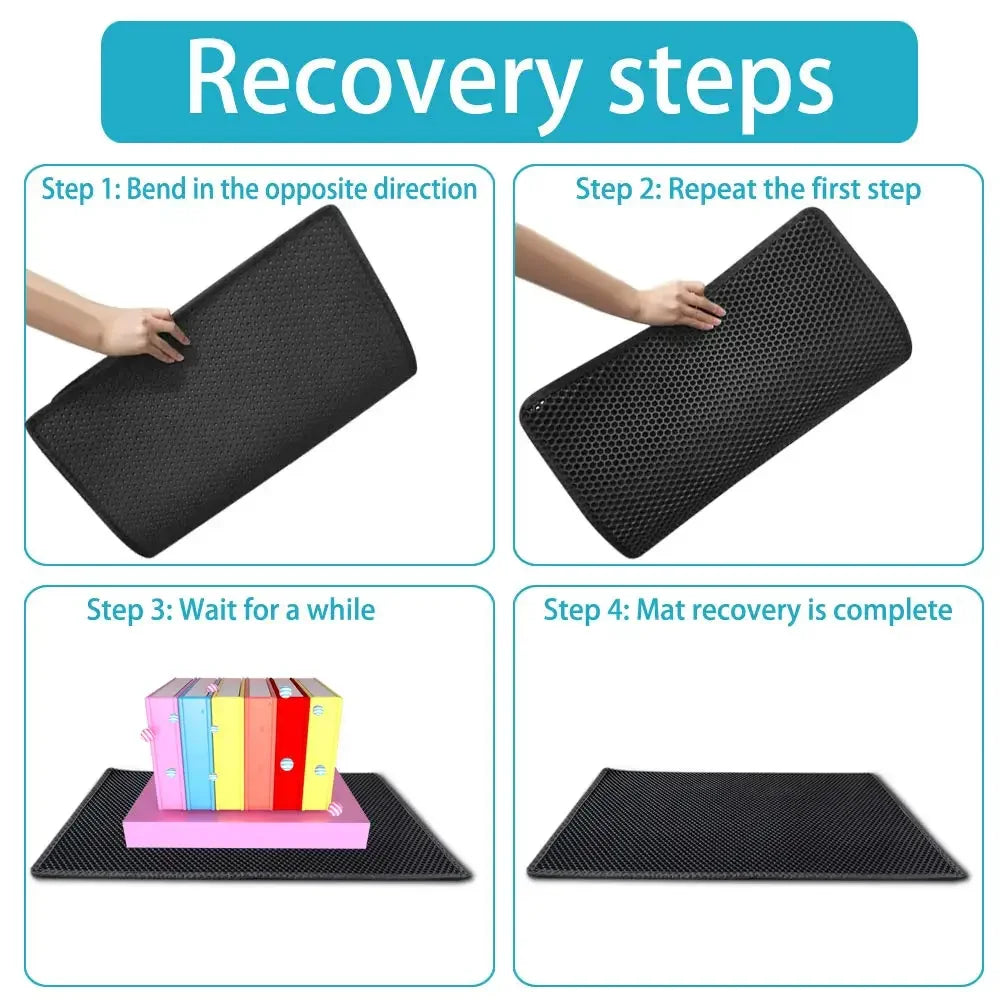 Double-Layer Cat Litter Mat - Catches Scattered Litter