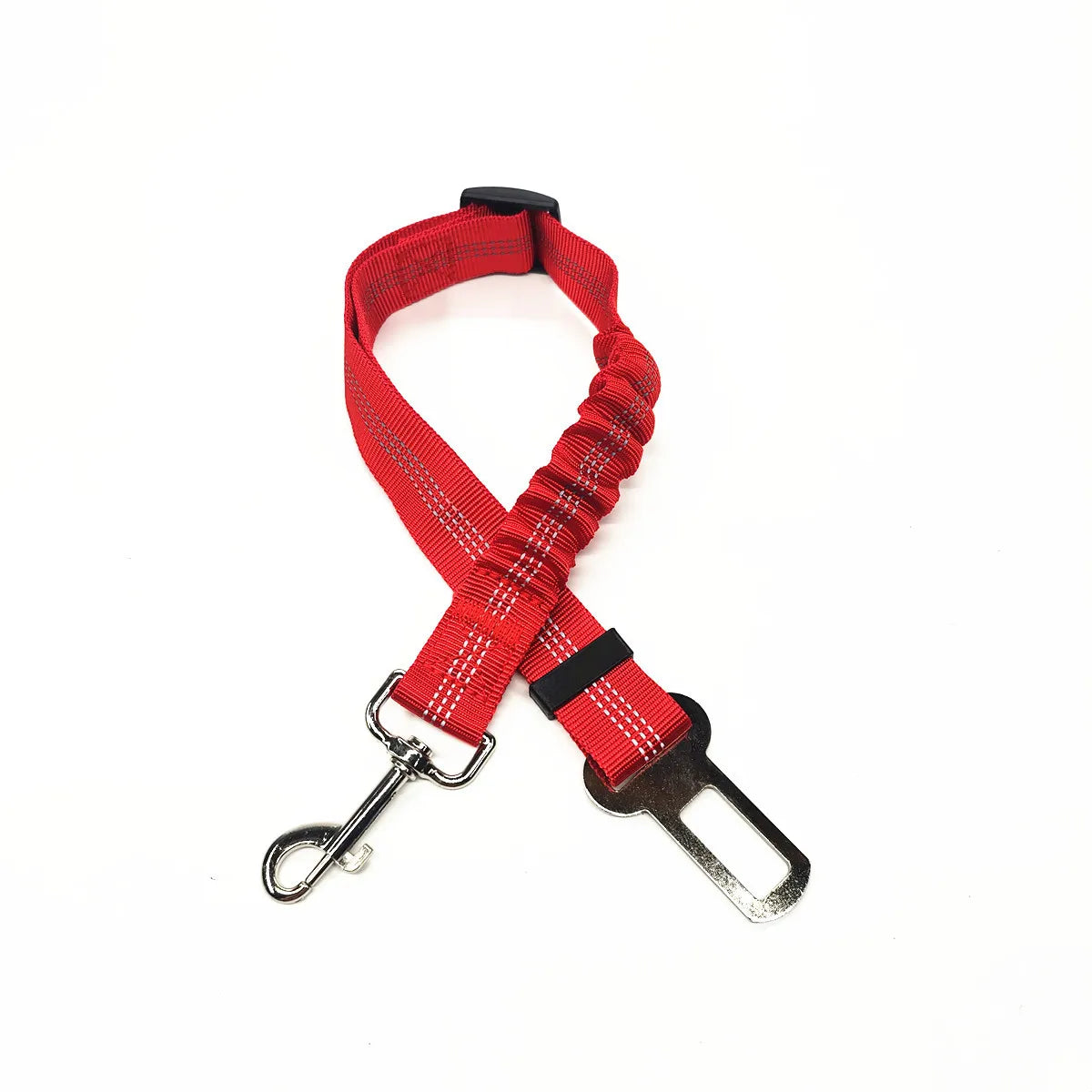 Adjustable Dog Car Seat Belt Tether – Reflective with Elastic Section