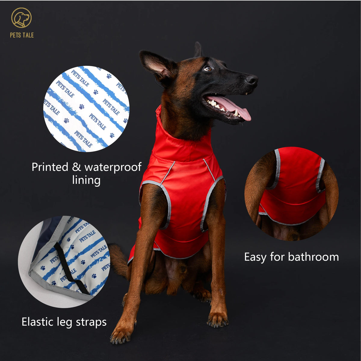 Waterproof Dog Raincoat with Hood & Reflective Trim