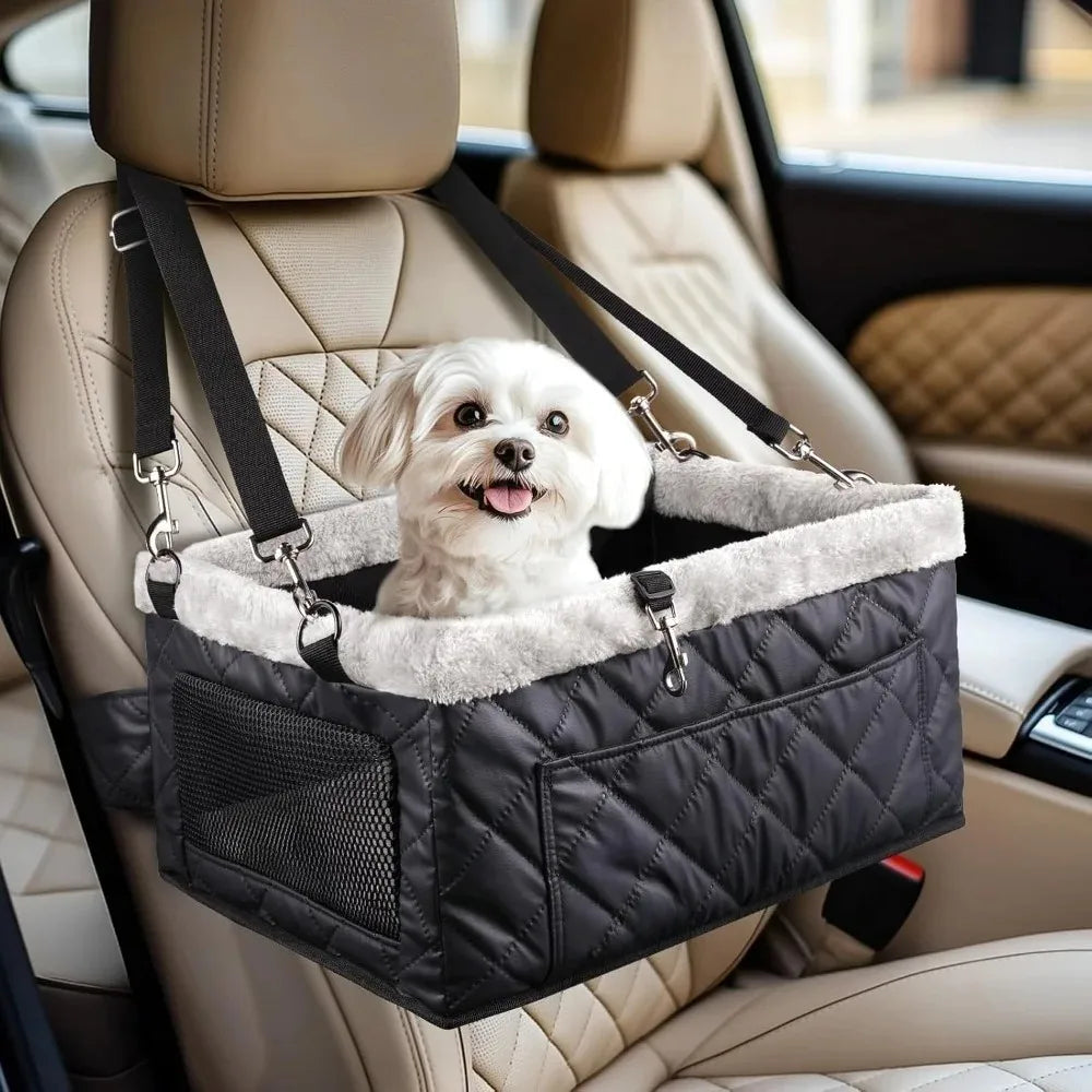 Dog Car Booster Seat - Metal Frame Pet Seat with Tether