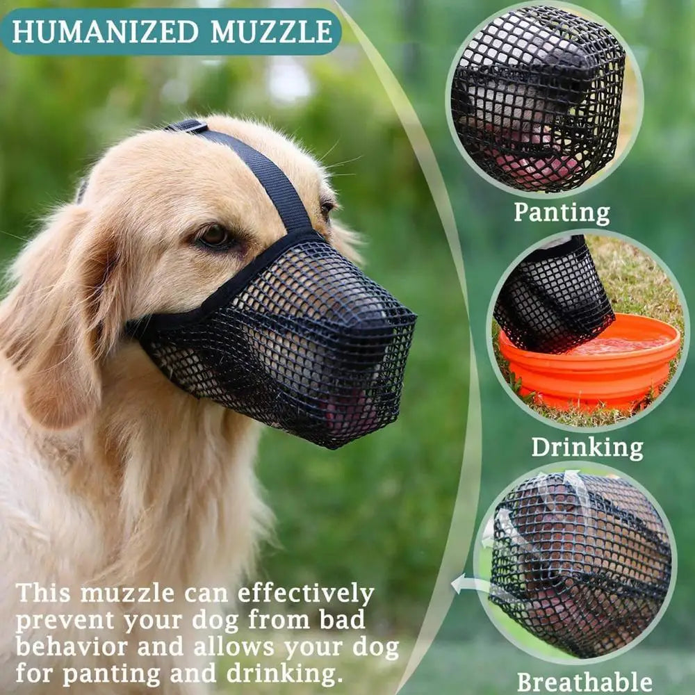 Soft Mesh Dog Muzzle – Adjustable Breathable Anti-Scavenging Muzzle