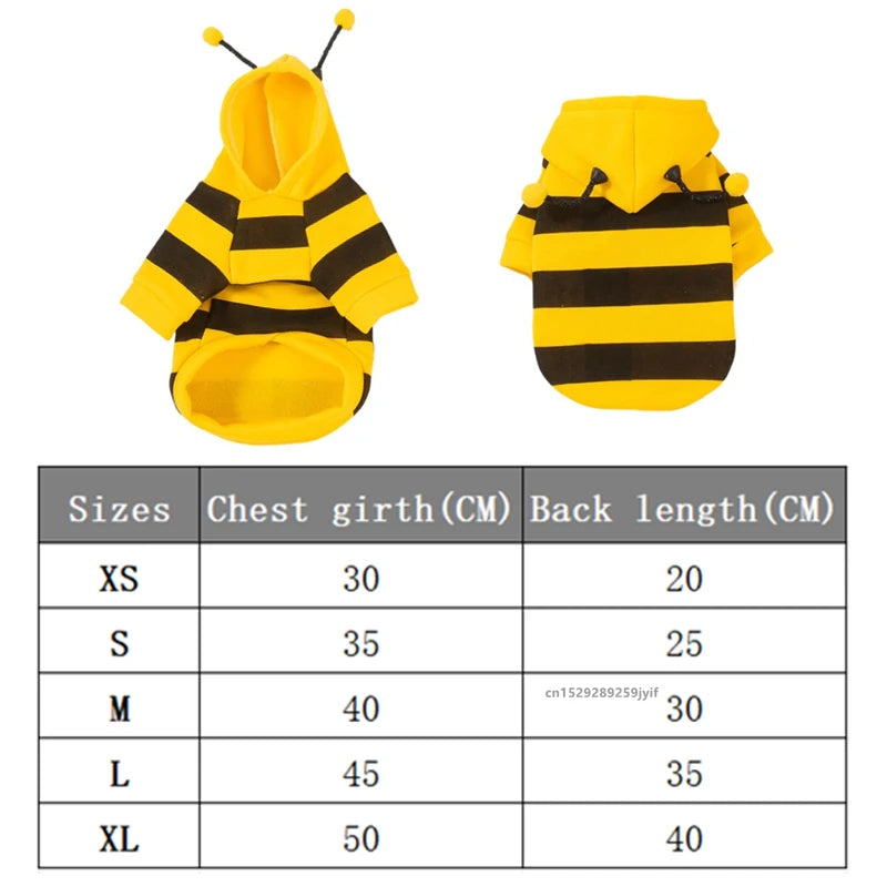 Bienen-Kapuzenpullover für Haustiere – Fleece-Kostüm für Katzen und kleine Hunde