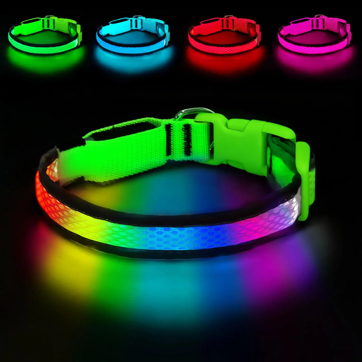 LED Safety Collar - USB Rechargeable, 3 Modes