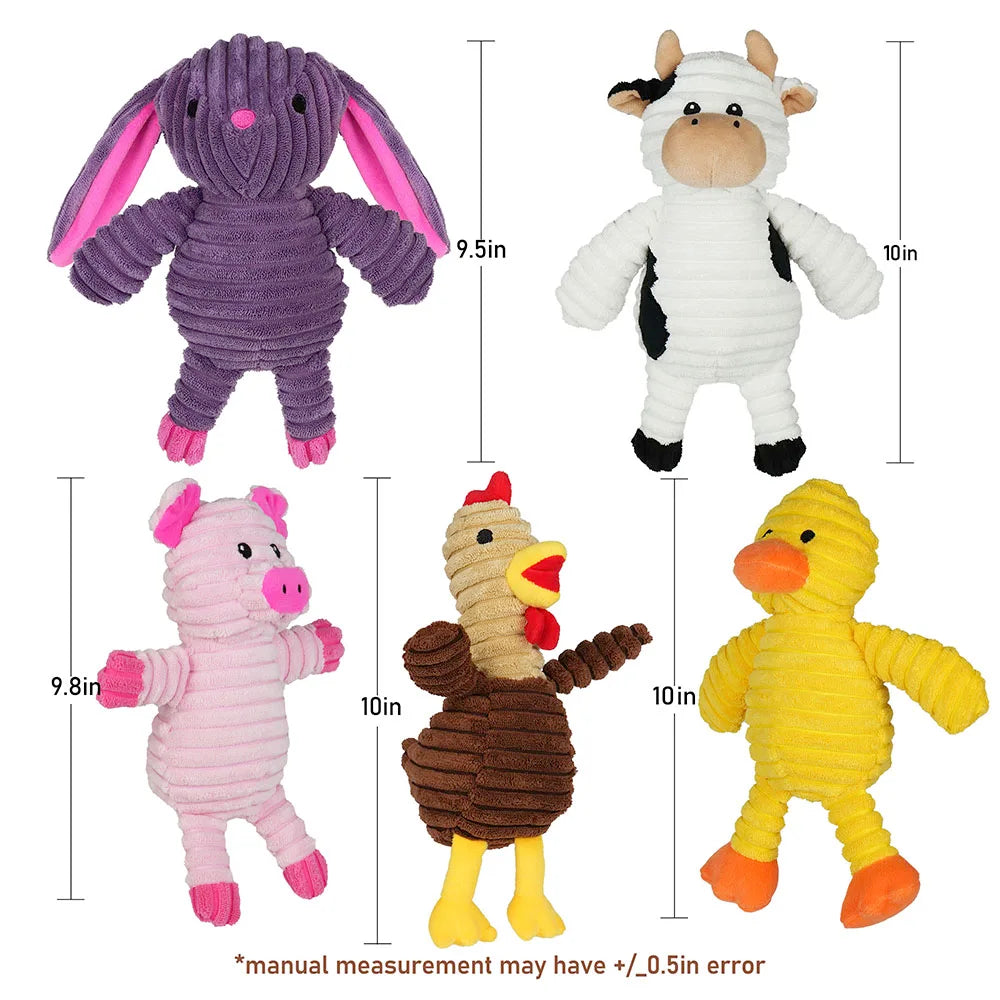 Squeaky Plush Dog Toys - Set of 5