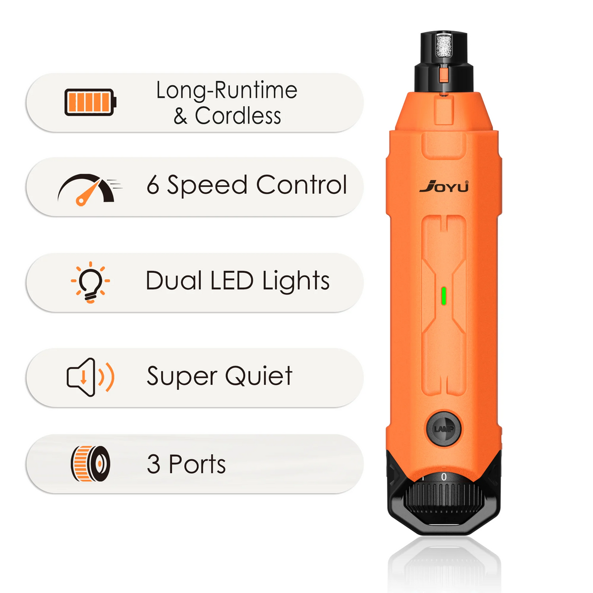 Quiet Dog Nail Grinder - 6 Speeds, Rechargeable