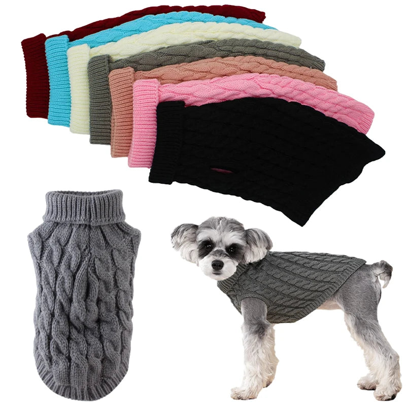 Knitted Turtleneck Dog Sweater – Warm Winter Jumper for Small Dogs