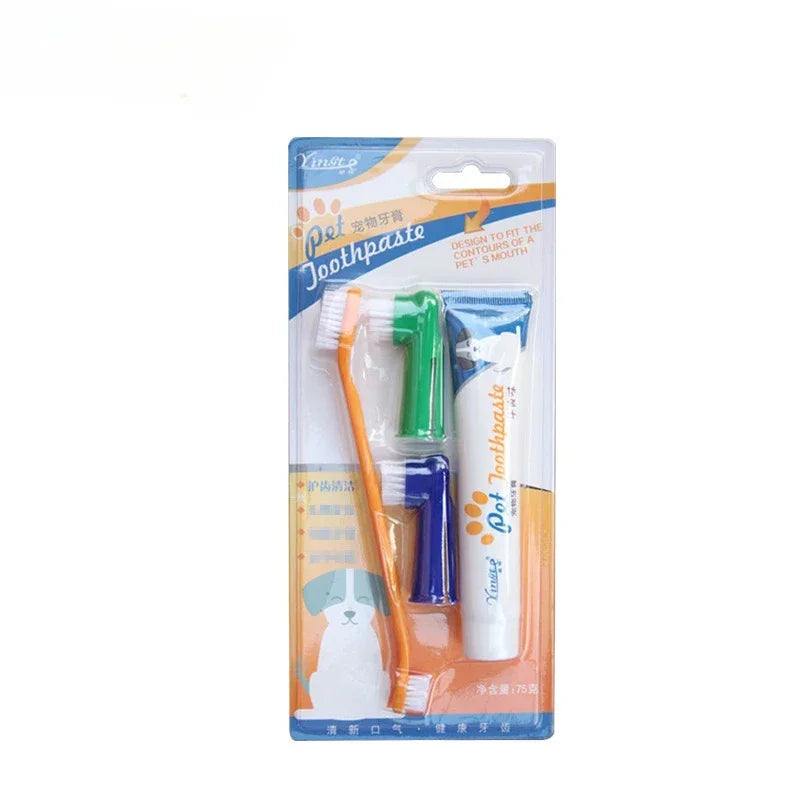 Pet Dental Care Kit - Toothbrush, Finger Brushes & Paste