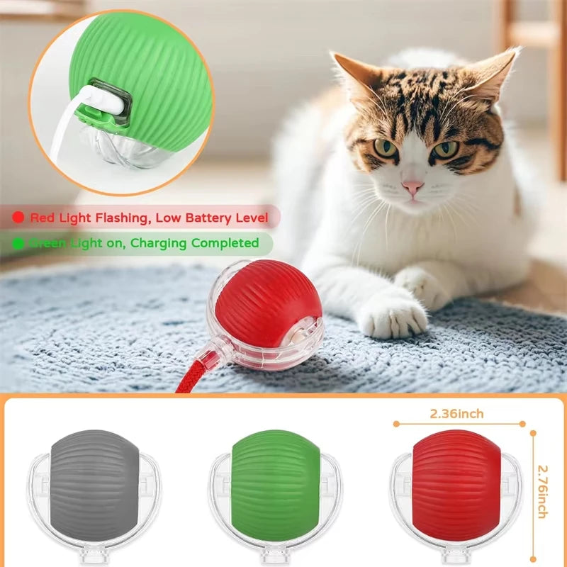 Self-Rolling Cat Ball – Rechargeable Toy with Teaser Tail