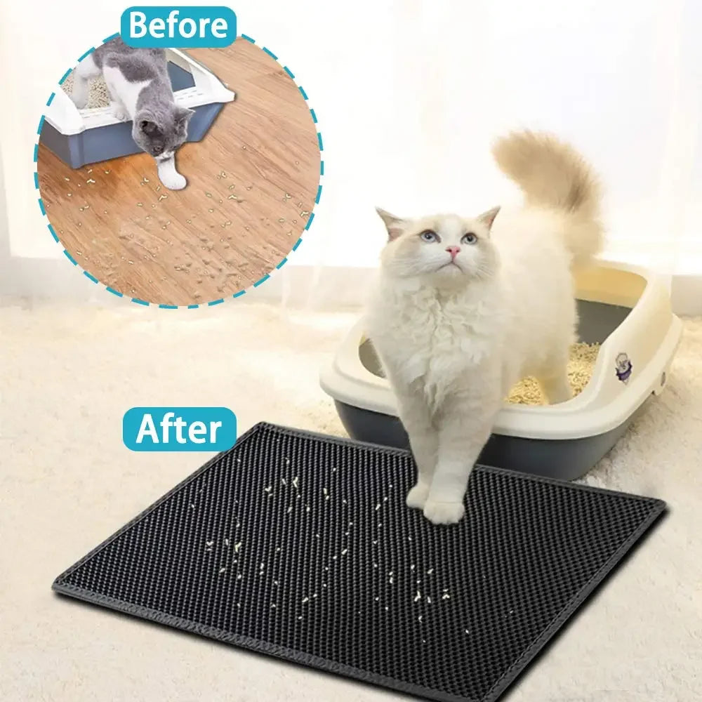 Double-Layer Cat Litter Mat - Catches Scattered Litter