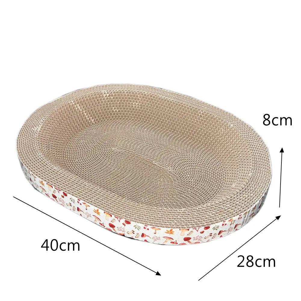 Oval Cat Scratcher Bed – Reversible Corrugated Cardboard Lounger