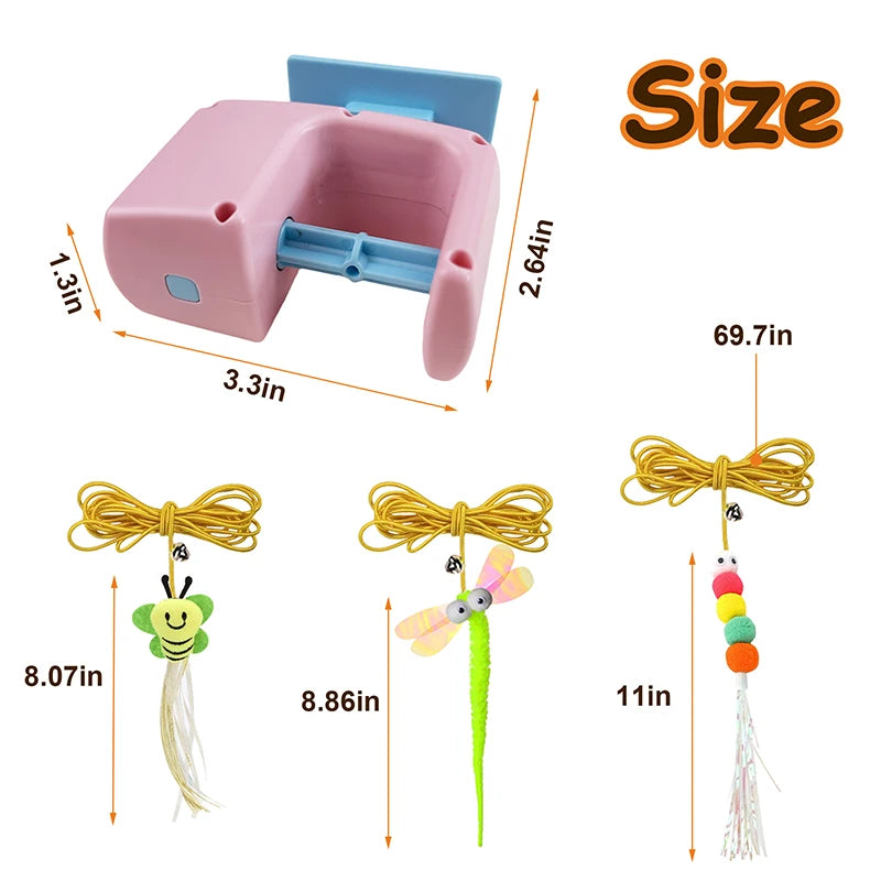 Hanging Cat Teaser – Retractable Feather Toy for Doorways
