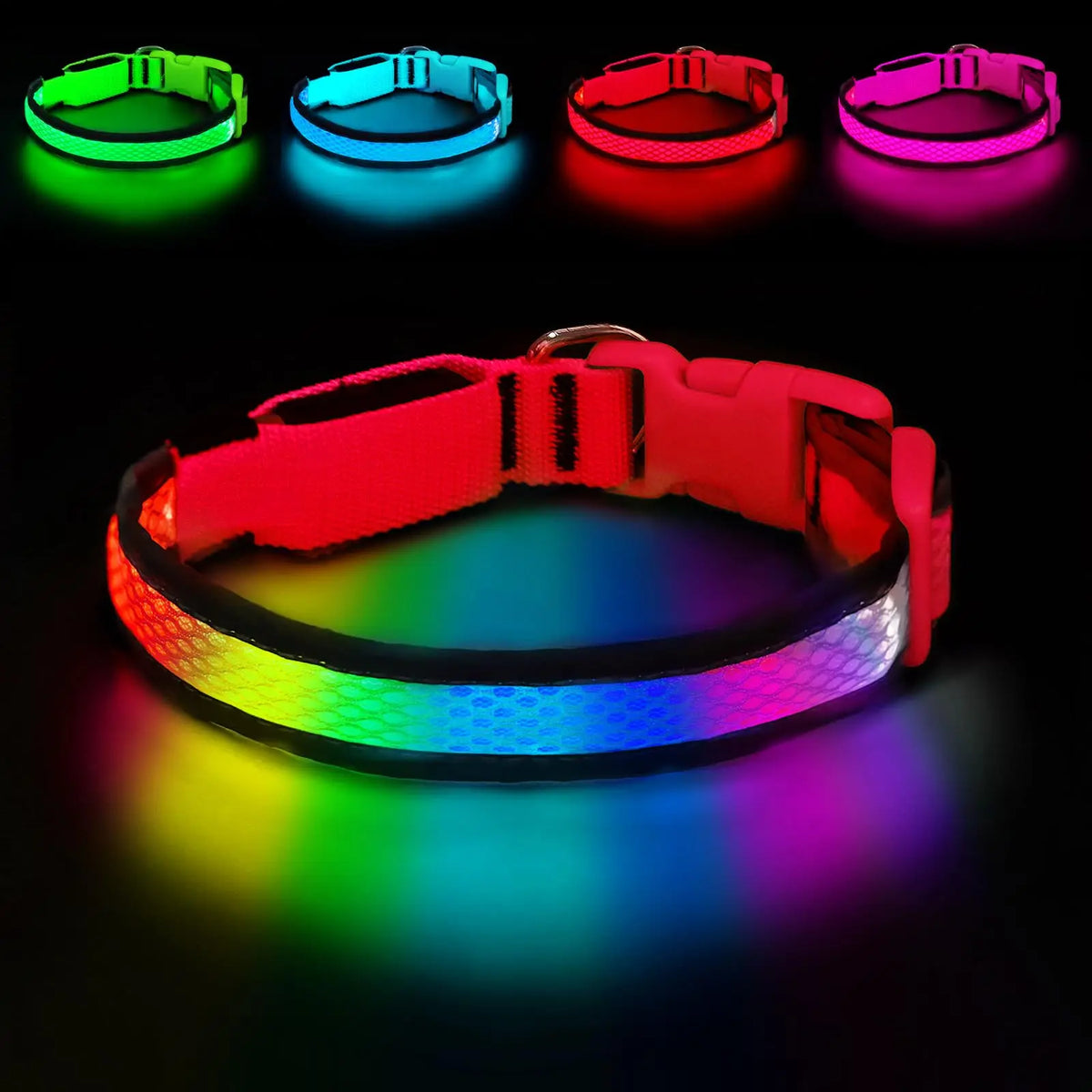 LED Safety Collar - USB Rechargeable, 3 Modes