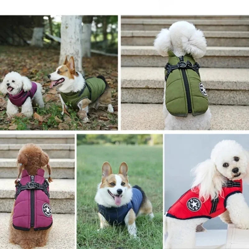 Padded Dog Jacket with Built-In Harness – Winter Coat