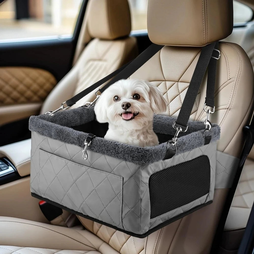 Dog Car Booster Seat - Metal Frame Pet Seat with Tether