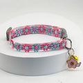Cherry Blossom Cat Collar – Embroidered Breakaway Collar with Bell