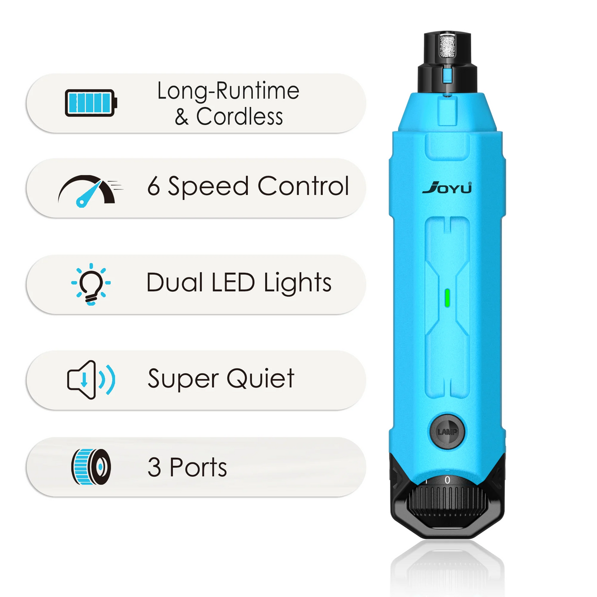 Quiet Dog Nail Grinder - 6 Speeds, Rechargeable