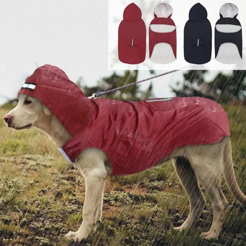 Dog Raincoat – Hooded Waterproof Jacket with Reflective Stripe