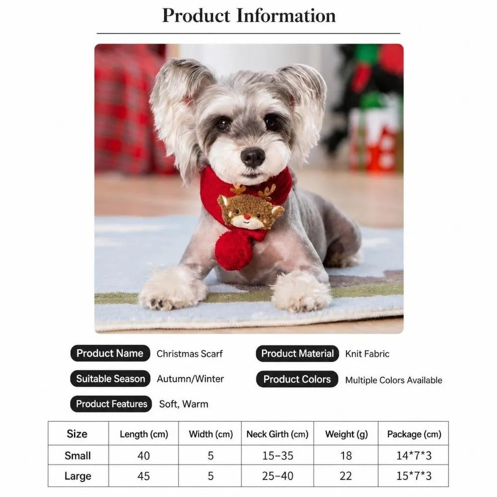 Christmas Dog Scarf Collar – Adjustable Knitted Santa Neckerchief