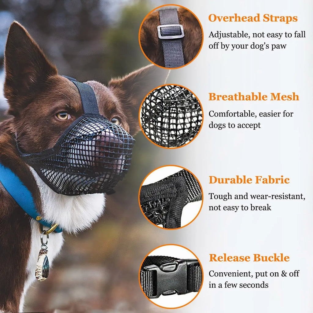 Soft Mesh Dog Muzzle – Adjustable Breathable Anti-Scavenging Muzzle