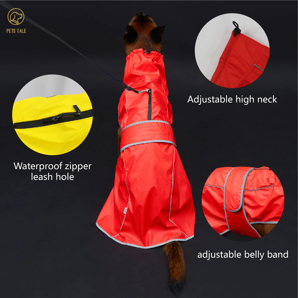 Waterproof Dog Raincoat with Hood & Reflective Trim