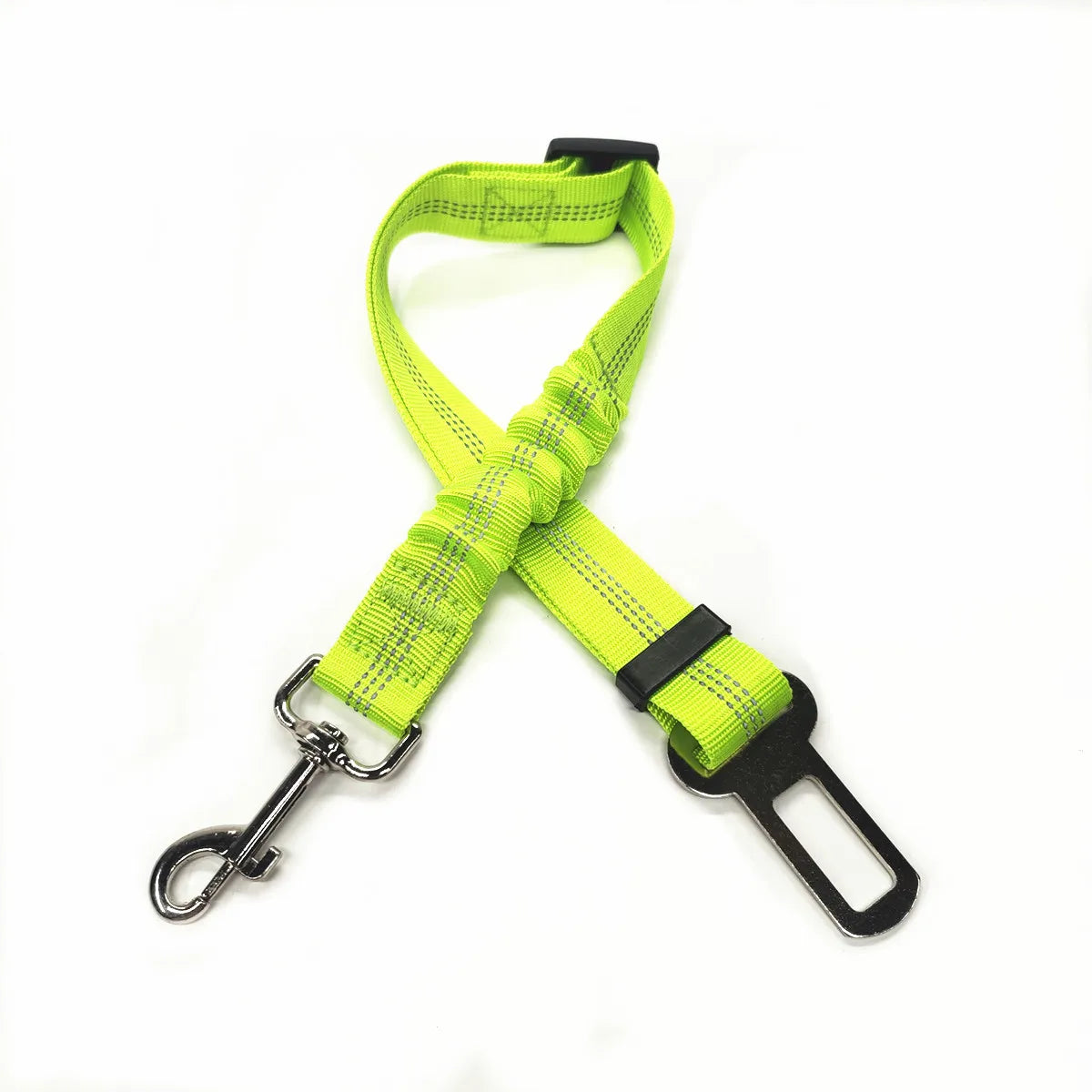 Adjustable Dog Car Seat Belt Tether – Reflective with Elastic Section