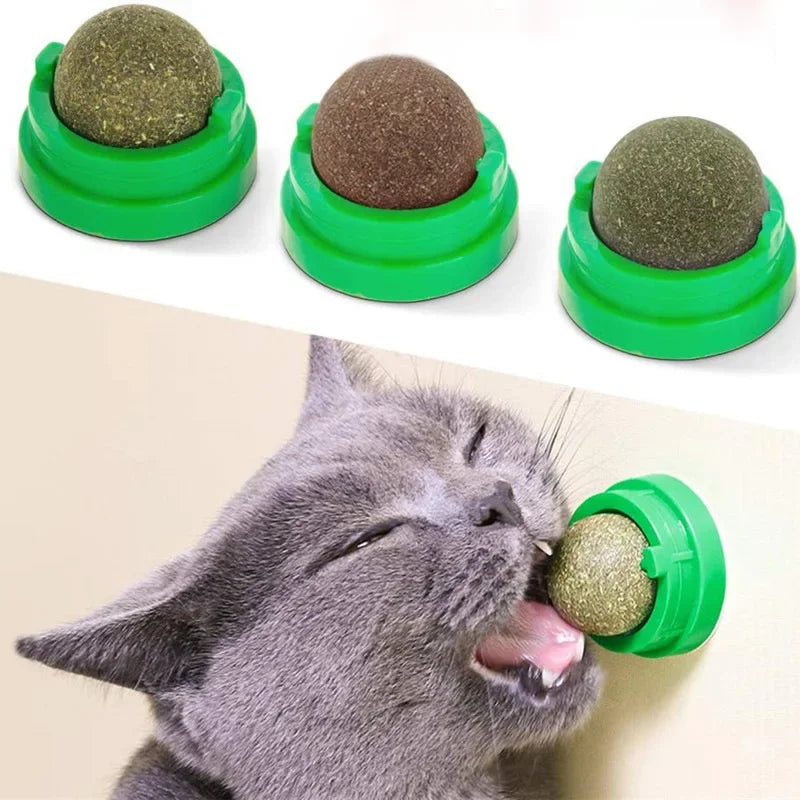 Catnip Wall Ball - Stick-On Licking Toy for Cats