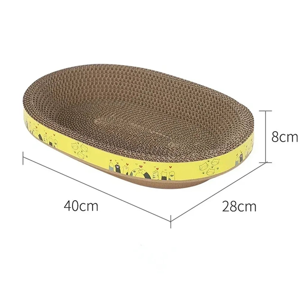 Oval Cat Scratcher Bed – Reversible Corrugated Cardboard Lounger