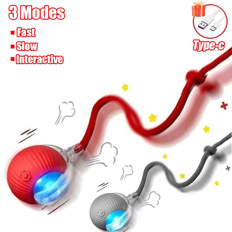 Self-Rolling Cat Ball – Rechargeable Toy with Teaser Tail