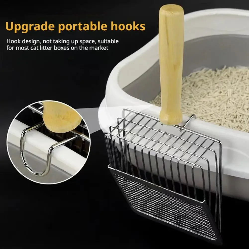 Stainless Steel Litter Scoop – Slotted Metal Scoop with Hanging Hole