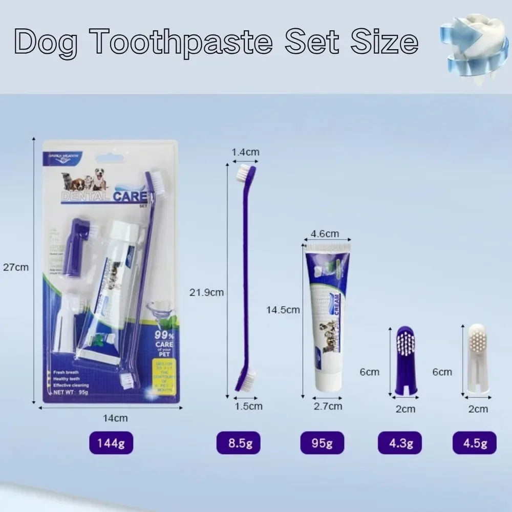Pet Dental Care Kit - Toothbrush, Finger Brushes & Paste