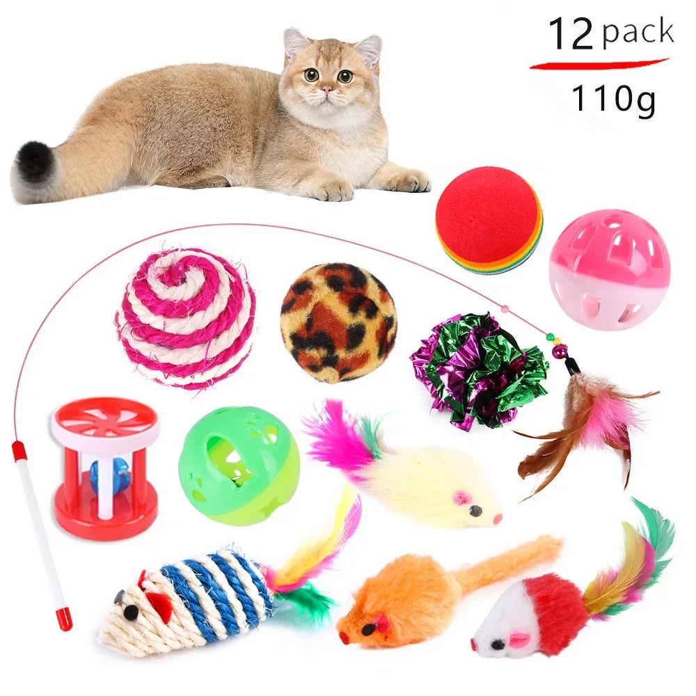 Cat Toy Variety Set – Balls, Mice and Feather Teasers
