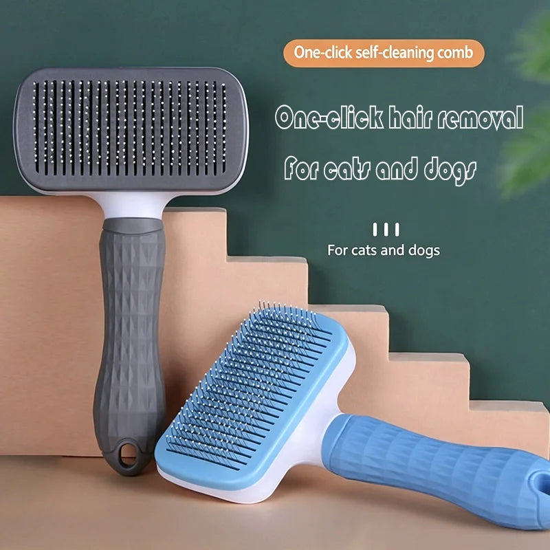 Self-Cleaning Slicker Brush – One-Click Hair Removal for Dogs & Cats