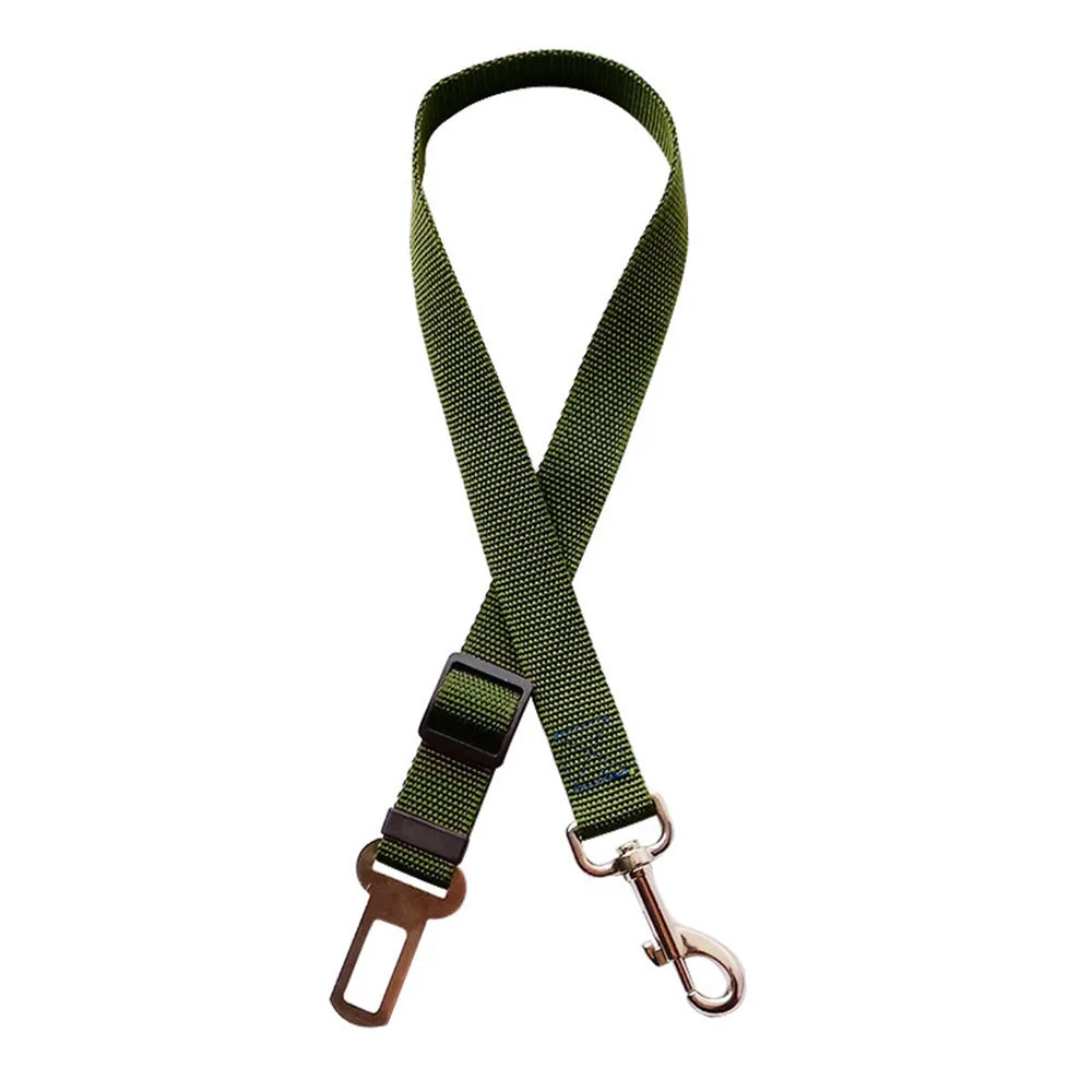 Adjustable Dog Car Seat Belt Tether – Reflective with Elastic Section