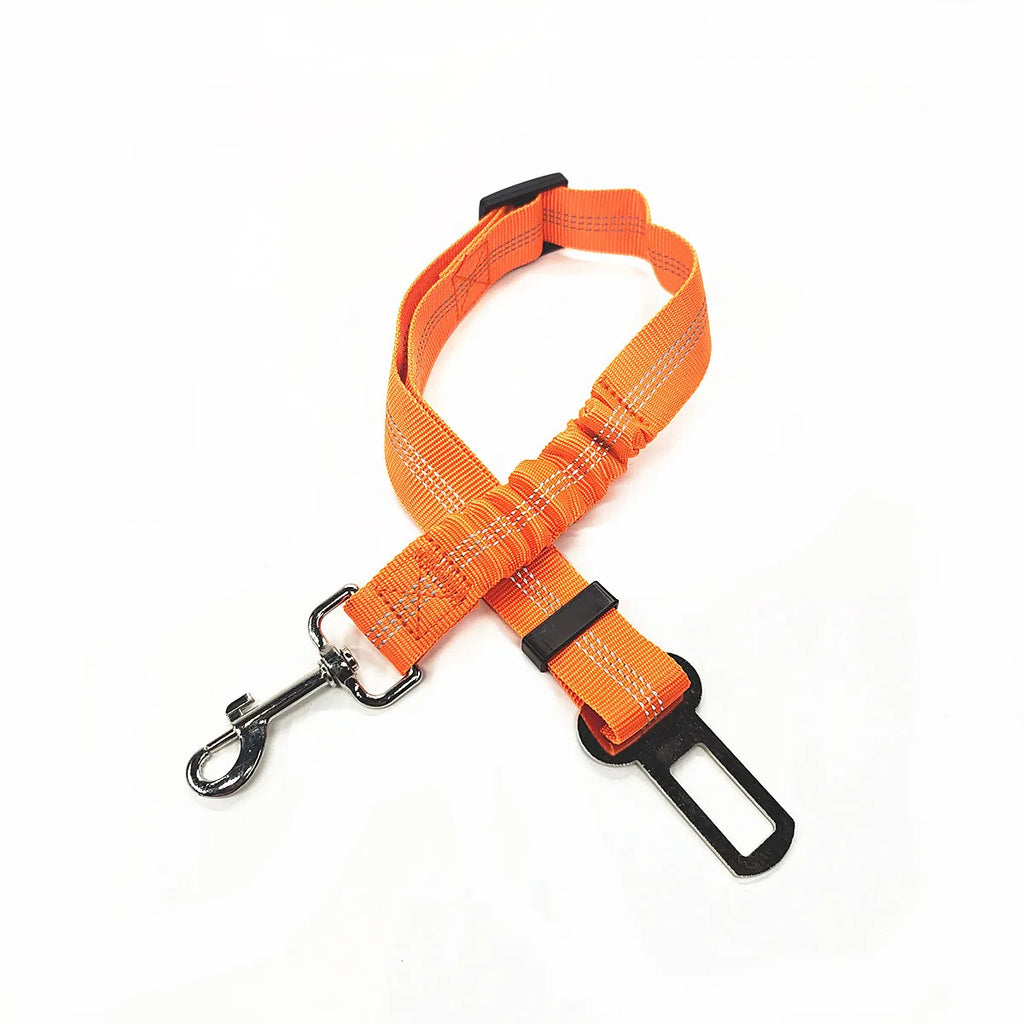 Adjustable Dog Car Seat Belt Tether – Reflective with Elastic Section