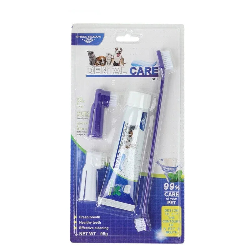 Pet Dental Care Kit - Toothbrush, Finger Brushes & Paste