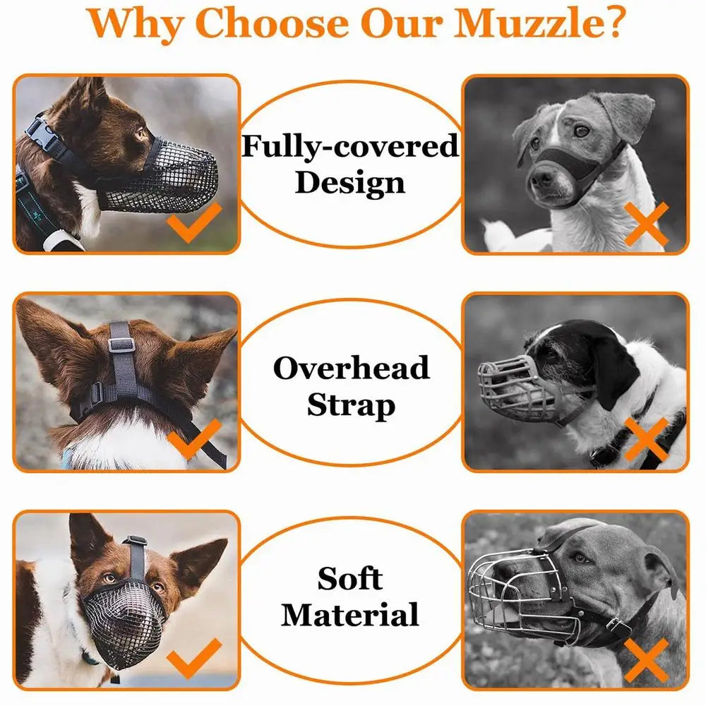 Soft Mesh Dog Muzzle – Adjustable Breathable Anti-Scavenging Muzzle
